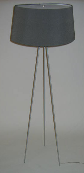 Appraisal: TRIPOD FLOOR LAMP with circular grey shade h Estimate -