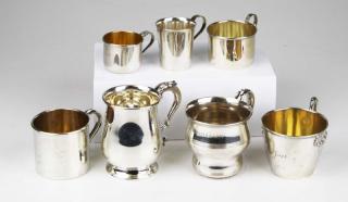 Appraisal: sterling silver childs cups incl reproduction tankard troy oz sterling