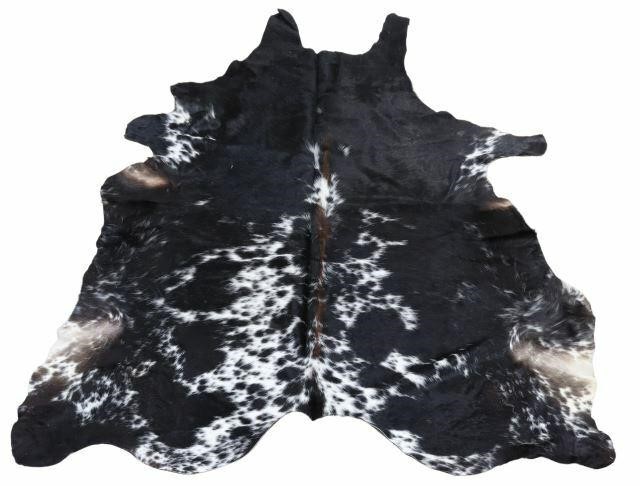 Appraisal: Cowhide black and white spots some brown largest measurements approx