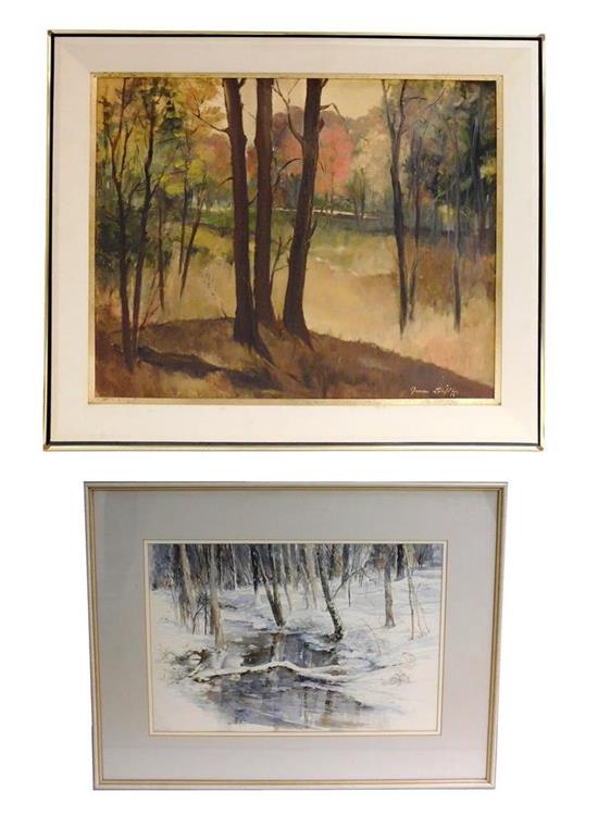 Appraisal: Two fall and winter landscapes Janice Loeffler Connecticut - October