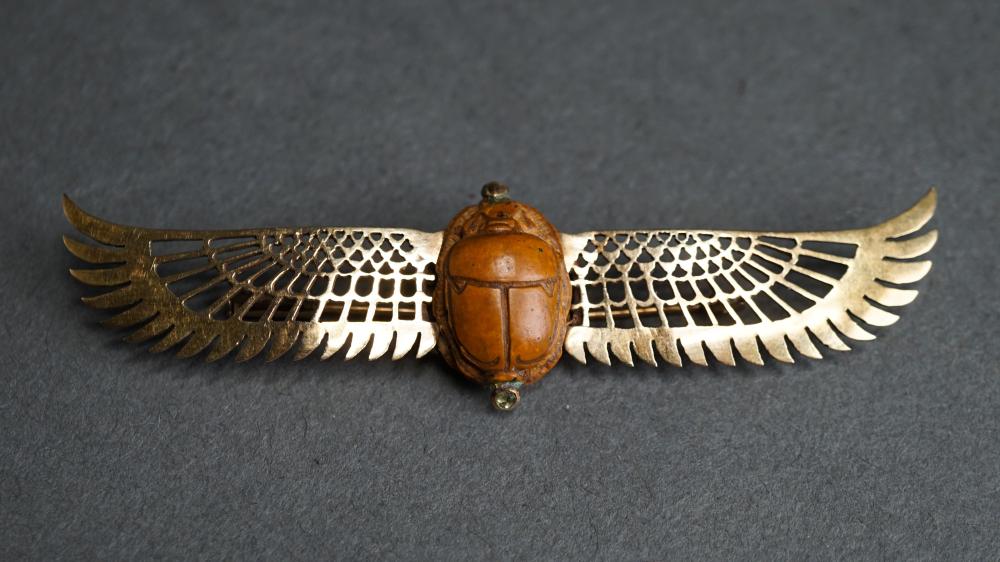 Appraisal: Egyptian Revival Tested -Karat Yellow-Gold and Scarab Brooch gross dwt