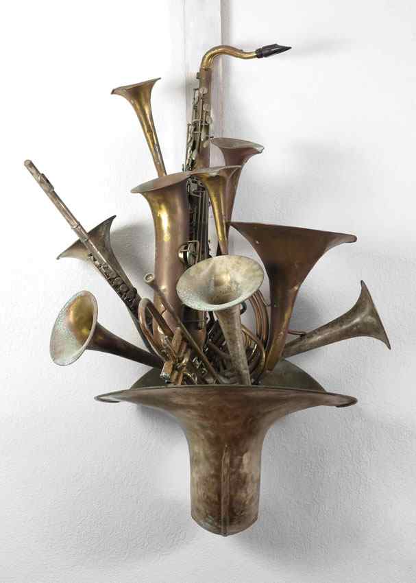 Appraisal: MUSICAL INSTRUMENT WALL FOUNTAIN A unique wall fountain created by