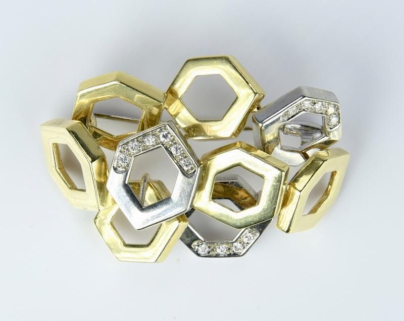 Appraisal: K Diamond Italian Fashion Pin K yellow and white gold