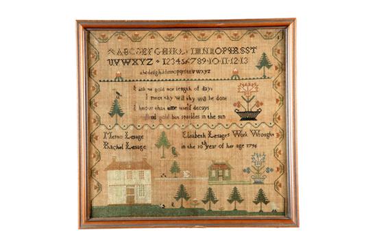 Appraisal: IMPORTANT CANADIAN SAMPLER Elisabeth Lesage Digby Nova Scotia silk on