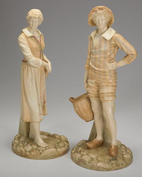 Appraisal: ROYAL WORCESTER Pair of figurines of French fisher boy and