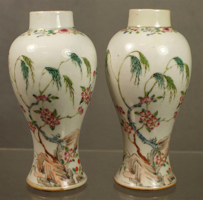 Appraisal: Pr Chinese Export porcelain vases with polychrome green iron red