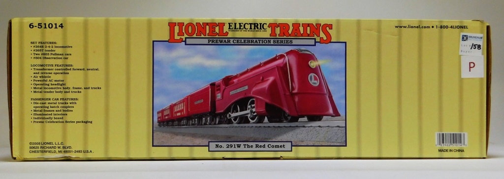 Appraisal: LIONEL PREWAR CELEBRATION RED COMET ART DECO TRAIN Item no