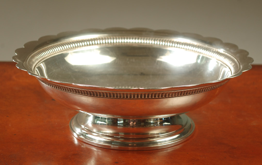 Appraisal: GORHAM STERLING SILVER FOOTED BOWL with scalloped rim Diameter inches