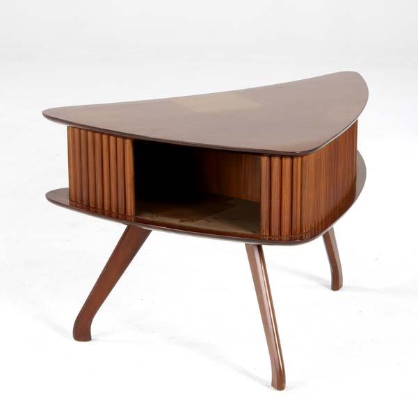 Appraisal: STYLE OF VLADIMIR KAGAN End table with tambour compartment on