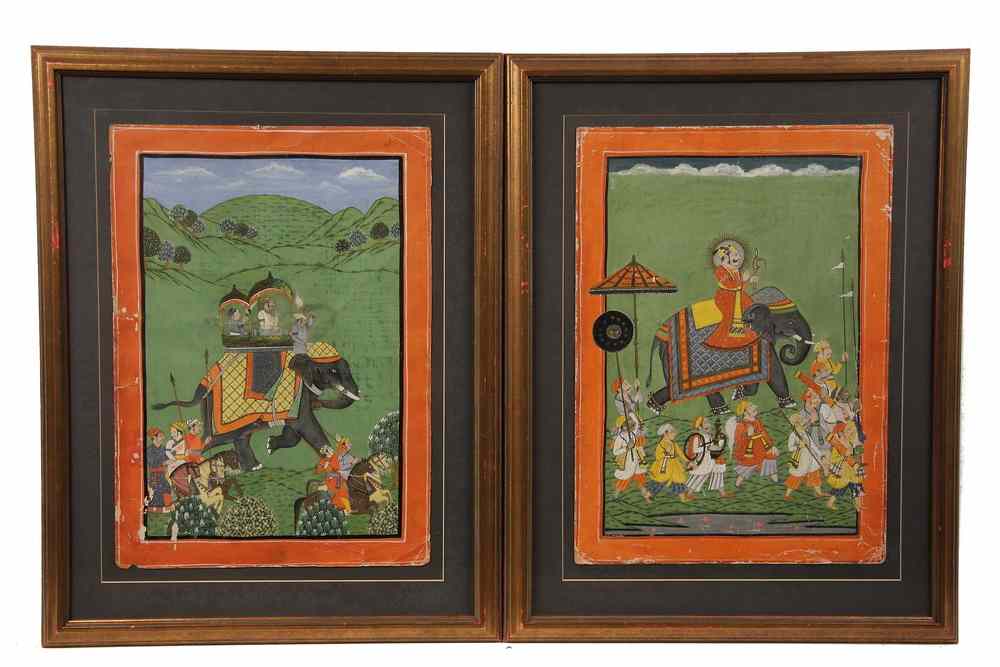 Appraisal: PAIR OF INDIAN GOUACHE ON PAPER - Circa Continental Indian