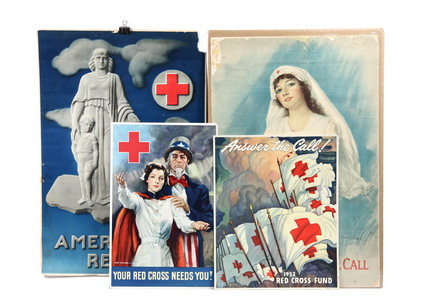 Appraisal: WWI WWII KOREAN WAR RED CROSS POSTERS - All unframed