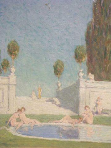 Appraisal: NISBET Robert O B Nudes Bathing in Neoclassical Gareden Not