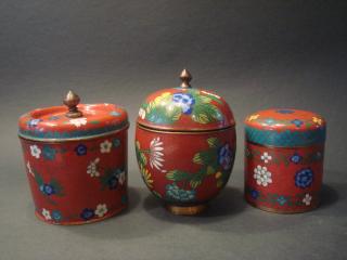 Appraisal: ANTIQUE Chinese Cloisonne Tea boxes th C Largest H x