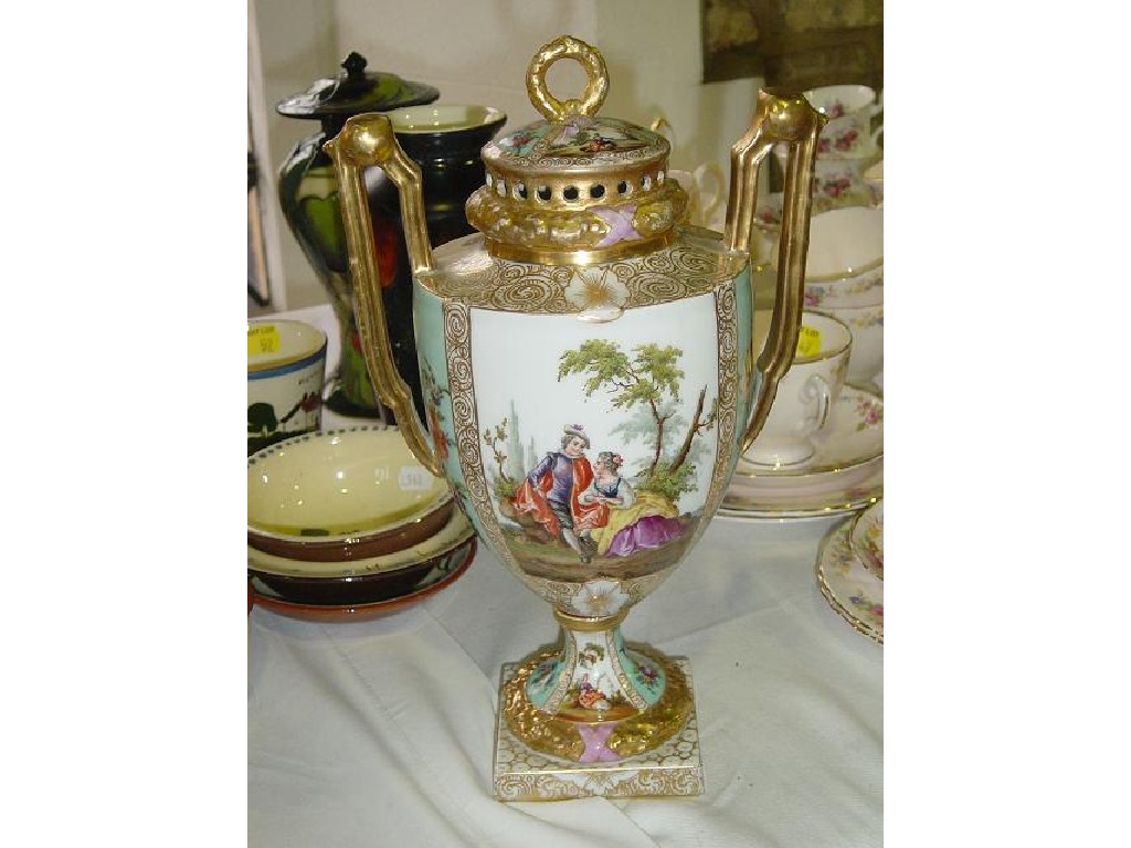 Appraisal: A late th century continental -handled vase and cover with