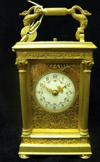 Appraisal: A repeating carriage clock circa the gilt brass four glass