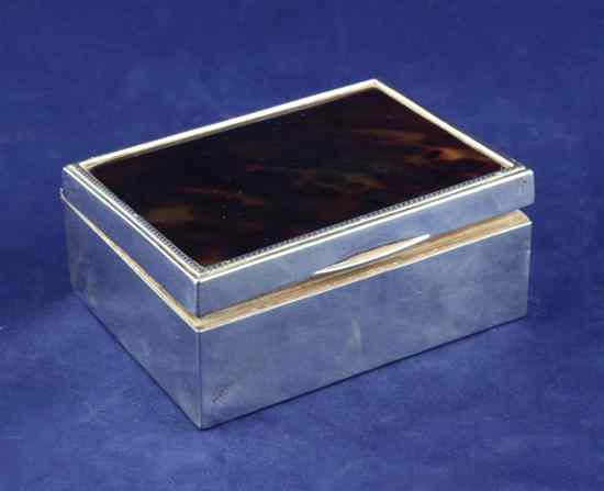 Appraisal: A George V silver and tortoiseshell mounted cigarette box by