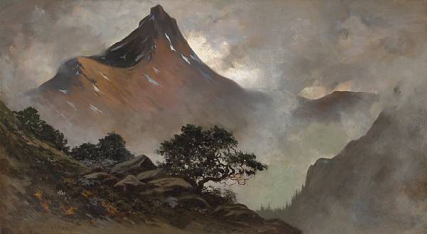 Appraisal: Jules Tavernier - Mountain landscape signed 'Jules Tavernier' lower left