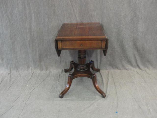 Appraisal: Banded Mahogany Drawer Drop Leaf Table Possibly Kittinger From a