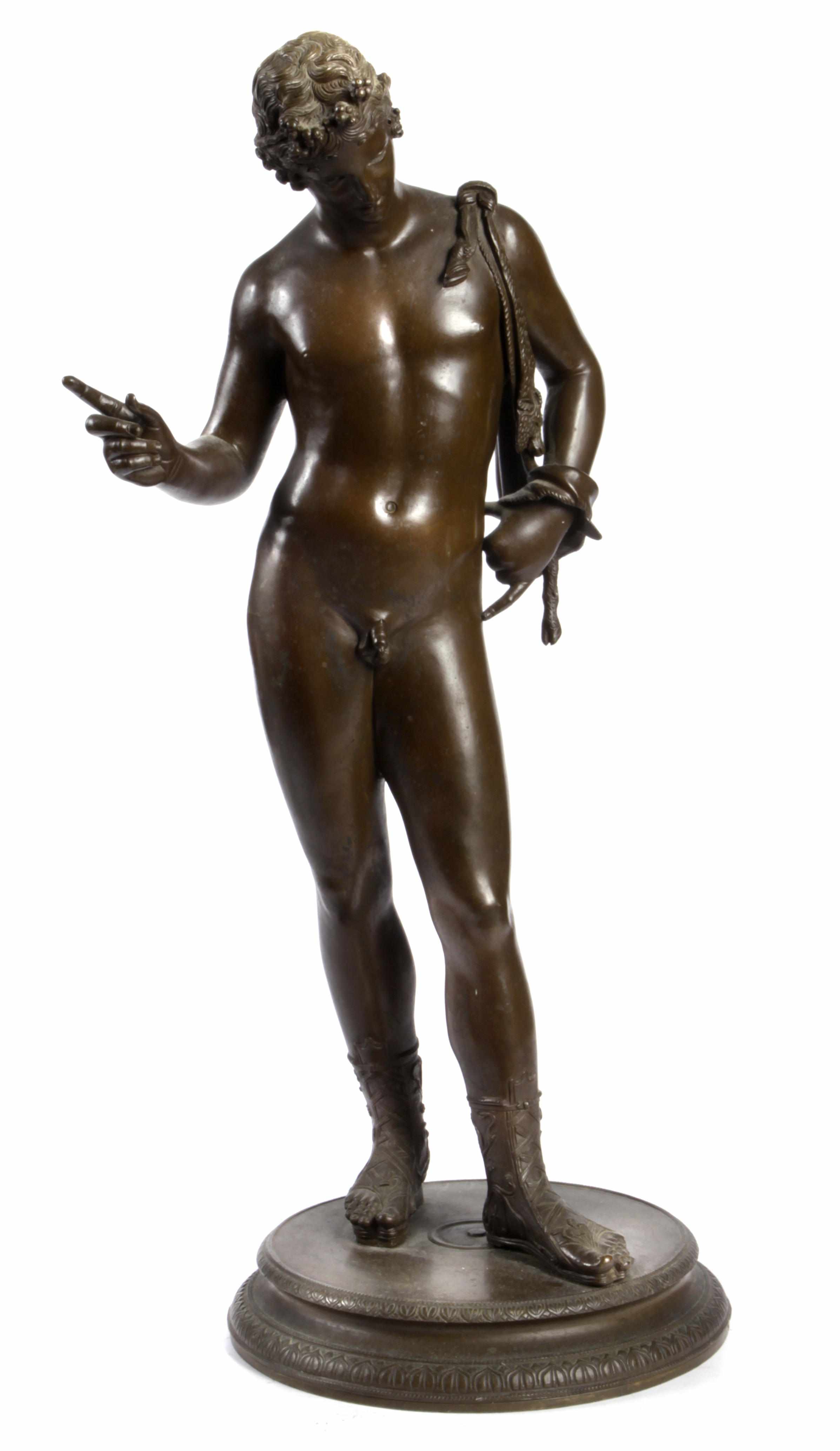 Appraisal: A patinated bronze figure of Narcissus after the laterheight in