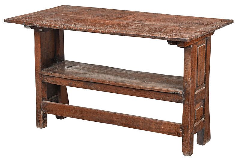 Appraisal: Early Paneled Oak Hutch Table probably British th century or