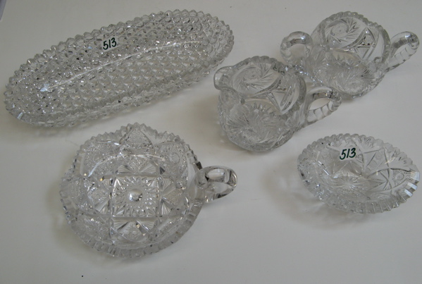 Appraisal: A GROUP OF FIVE AMERICAN CUT CRYSTAL TABLE ACCESSORIES Including