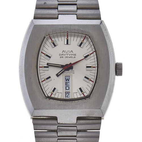 Appraisal: An Avia stainless steel self winding tonneau wristwatch Daytime with