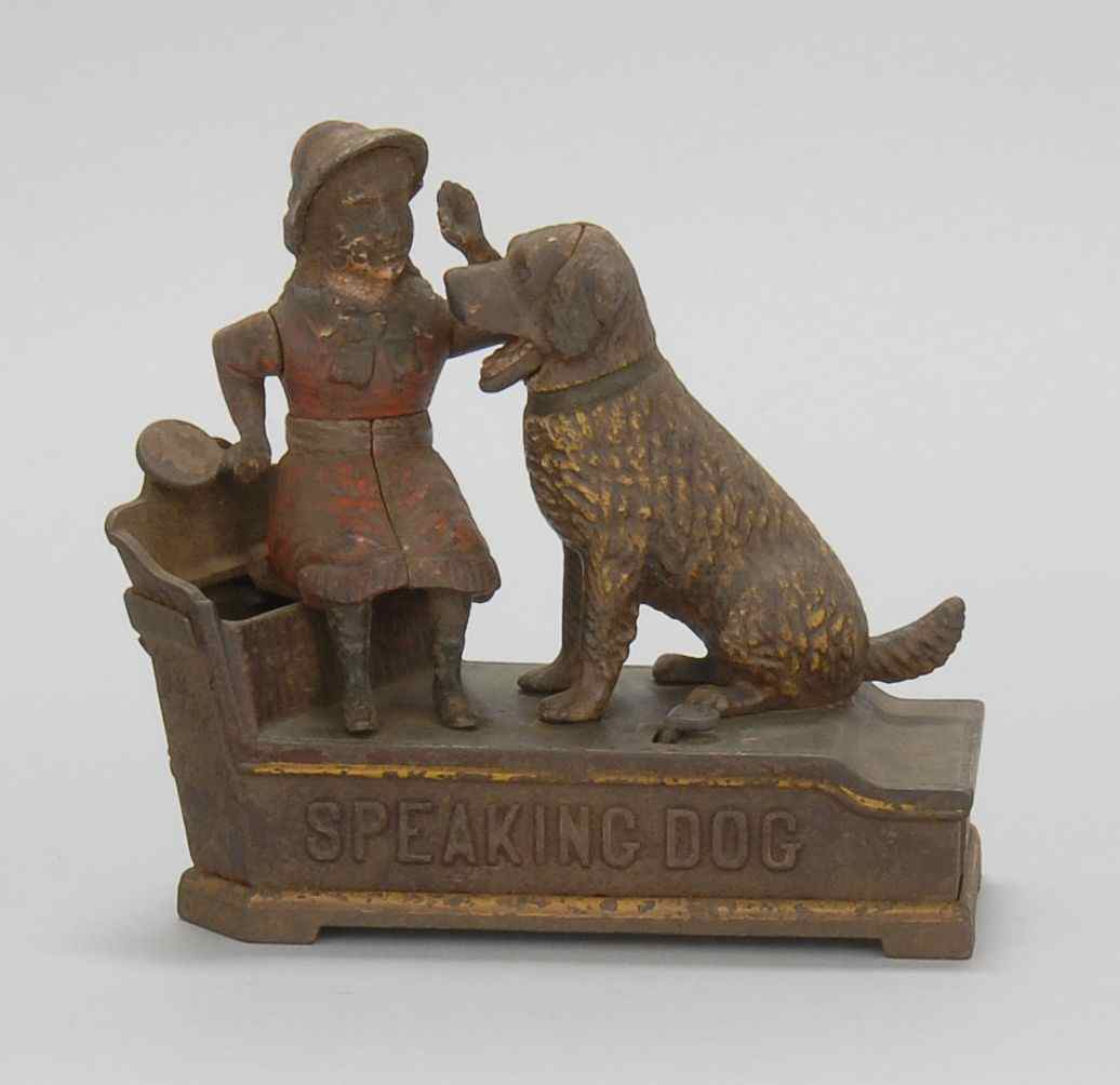 Appraisal: CAST IRON MECHANICAL BANK SPEAKING DOG''Late th Early th CenturyMade