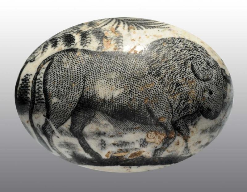 Appraisal: Early Staffordshire Egg Description Nice detailed scene of bull Condition