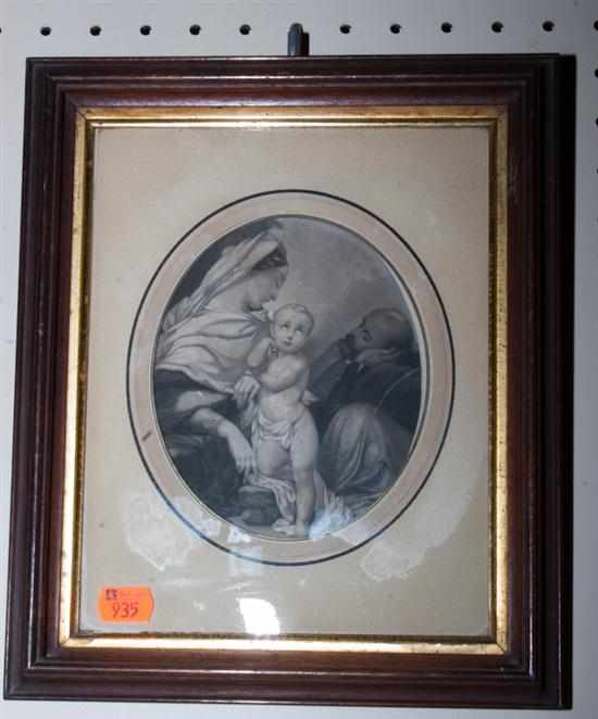 Appraisal: Continental School ''Holy Family '' mezzotint framed Estimate - All