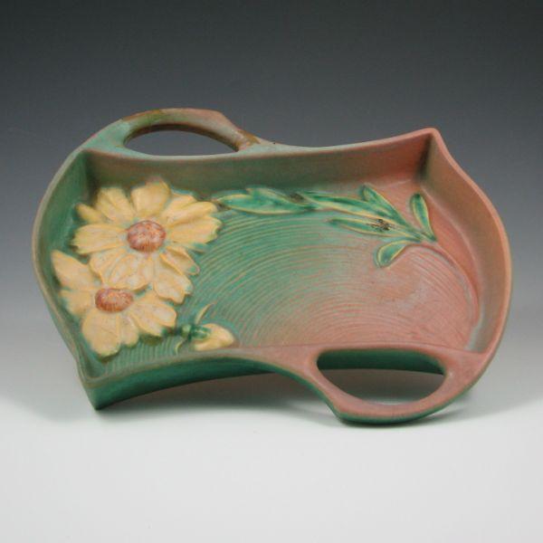 Appraisal: Roseville Peony handled tray in pink and green Marked Roseville