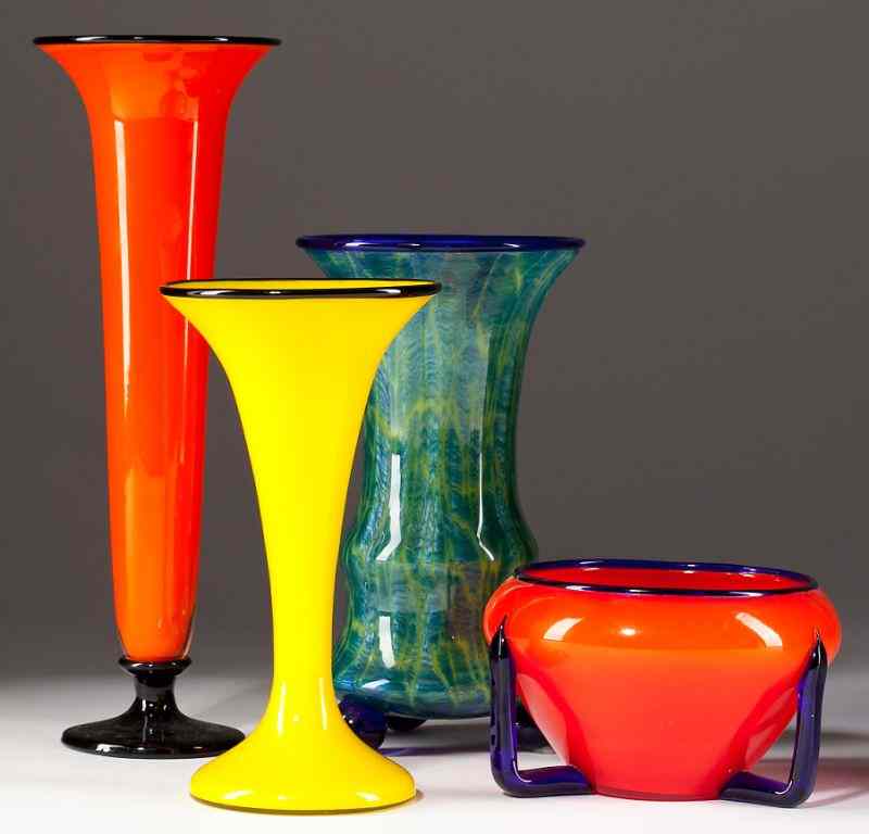 Appraisal: Four att Michael Powolny Art Deco Vases Austrian - the