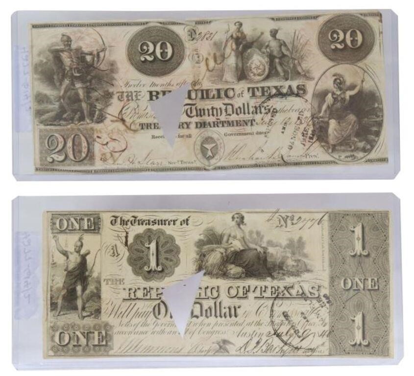 Appraisal: Republic of Texas Currency notes note serial numbered dated July