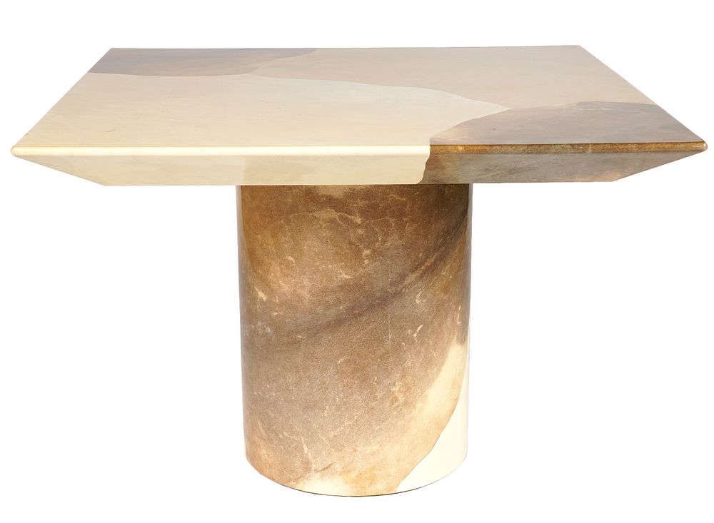 Appraisal: Karl Springer Dining Center Goatskin Table Karl Springer square goatskin