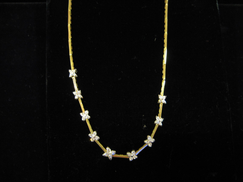 Appraisal: DIAMOND NECKLACE k gold diamond cluster necklace set with thirty