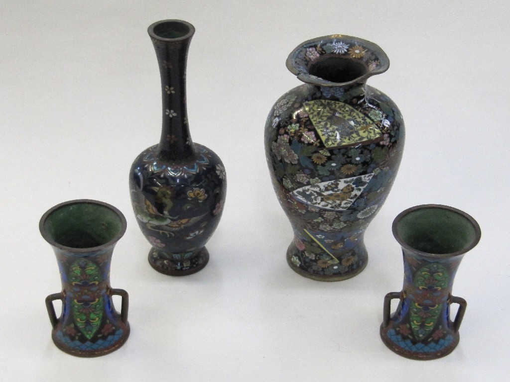 Appraisal: Pair of Cloisonne vases and two single Cloisonne vases