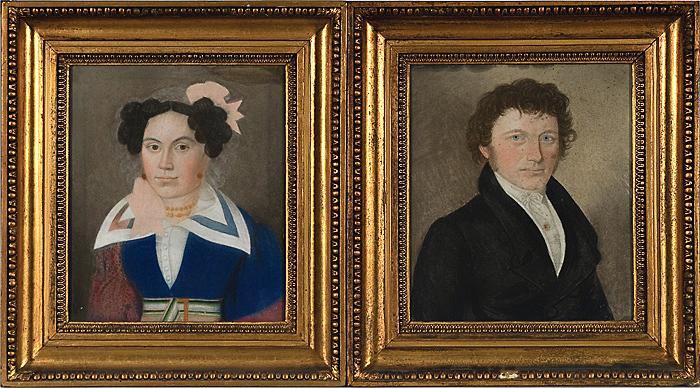 Appraisal: AMERICAN SCHOOL PASTEL PORTRAITS OF COUPLE ca - likely husband