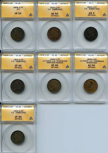 Appraisal: Classic Head Half Cents C C- AG Details Scratched ANACS