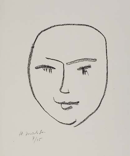 Appraisal: HENRI MATISSE Paul Demarne Masque Lithograph on cream wove paper