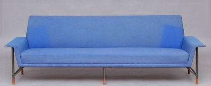 Appraisal: FINN JUHL UPHOLSTERED METAL AND WOOD FRAME SOFA x x