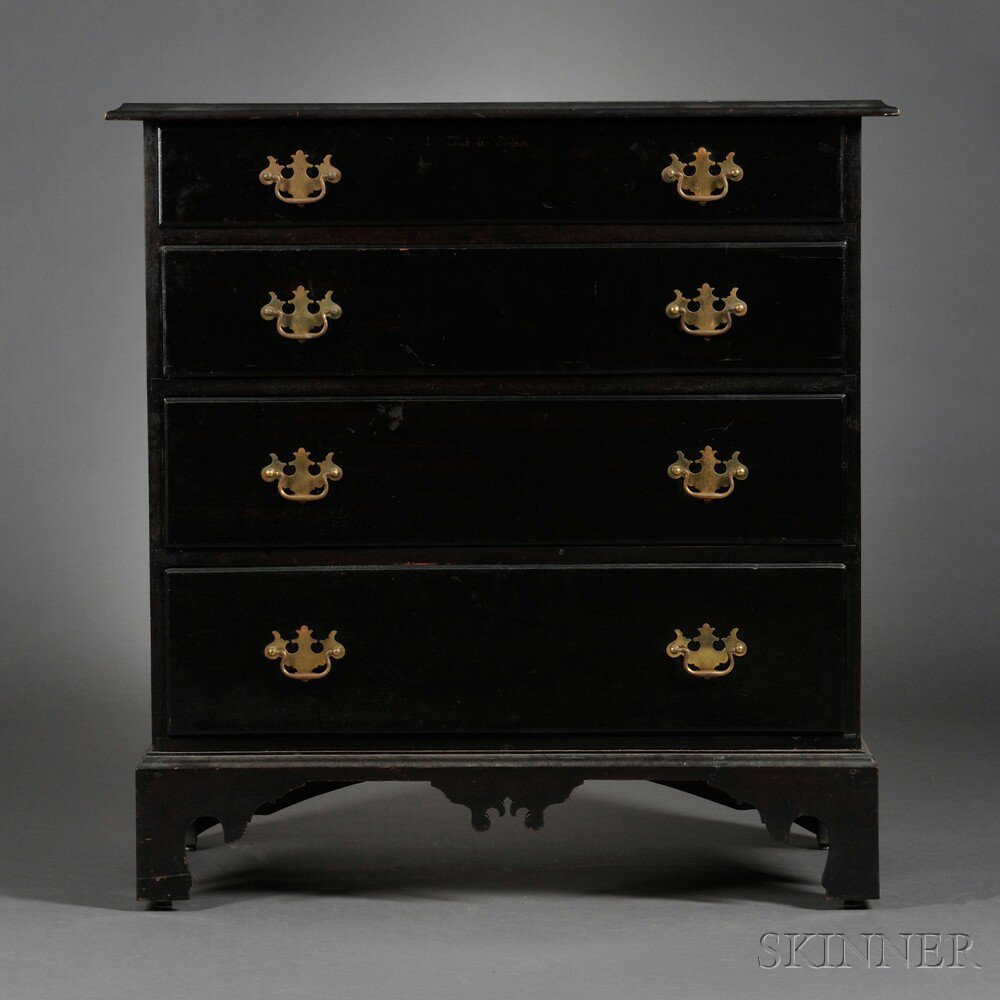 Appraisal: Birch Chest of Four Drawers probably North Shore Massachusetts c