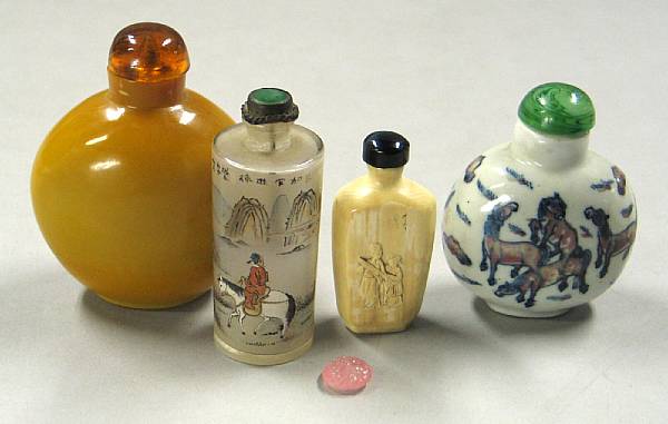 Appraisal: A group of snuff bottles One of ivory cracks one