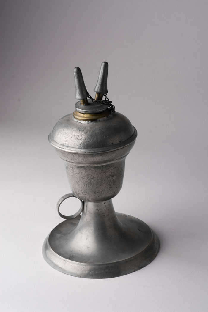 Appraisal: PEWTER OIL LAMP HENRY YALE STEPHEN CURTIS New York City