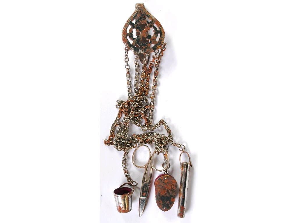 Appraisal: EARLY TWENTIETH CENTURY POLISHED STEEL HOUSE KEEPERS CHATELAINE the five