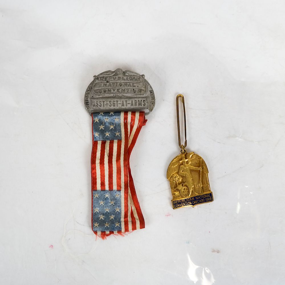 Appraisal: Republican National Convention Badges Republican National Convention badges gold-colored Republican