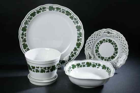 Appraisal: FOUR PIECES MEISSEN ''FULL GREEN VINE'' PORCELAIN th century underglaze