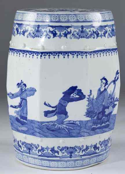 Appraisal: Chinese Porcelain Garden Seatoctagonal form hand-painted in cobalt blue with