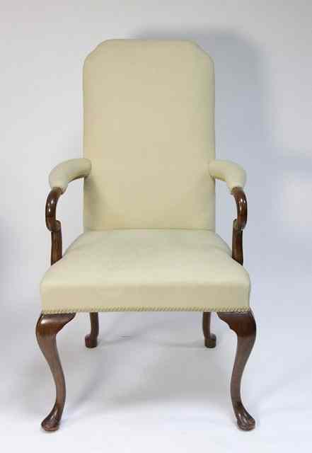 Appraisal: A Queen Anne style open armchair with shepherd's crook arms