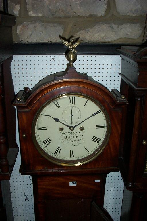 Appraisal: A Regency mahogany longcase clock the arched hood enclosing a