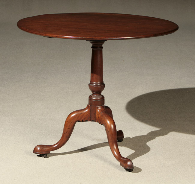 Appraisal: George III Mahogany Tip-Top Tripod Tea Table Circa Brass lock