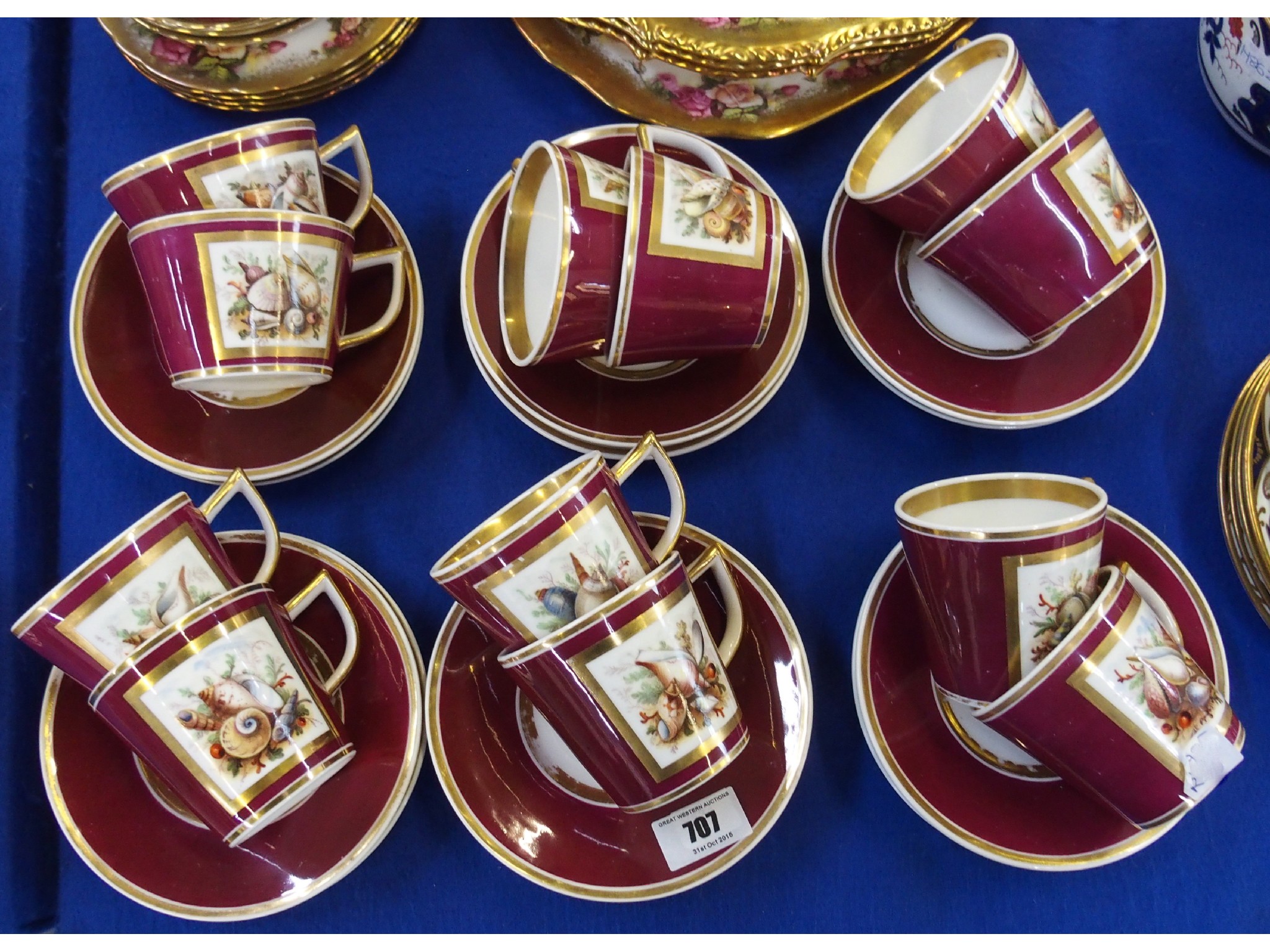 Appraisal: Painted porcelain tea set for twelve marked Yates Leeds